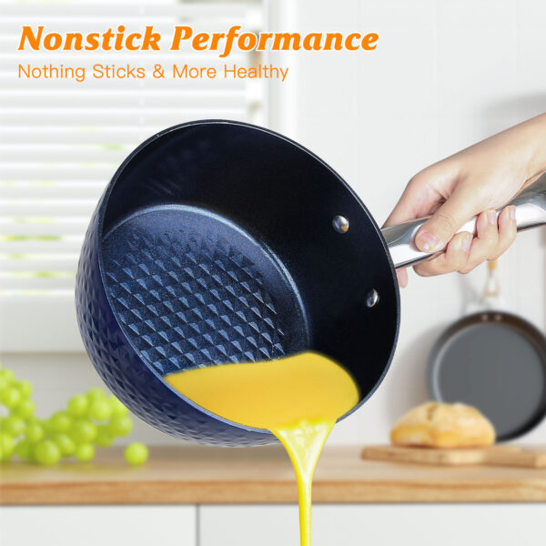 Frying Pan Sets Non Stick 3Pieces Blue 3D Diamond Cookware - Image 2