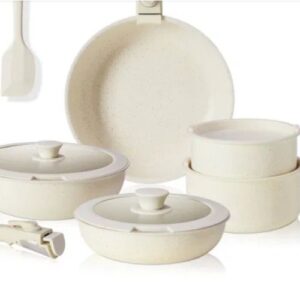 12 Pcs Pots and Pans Set Nonstick - Kitchen Cookware Set with Detachable Handle