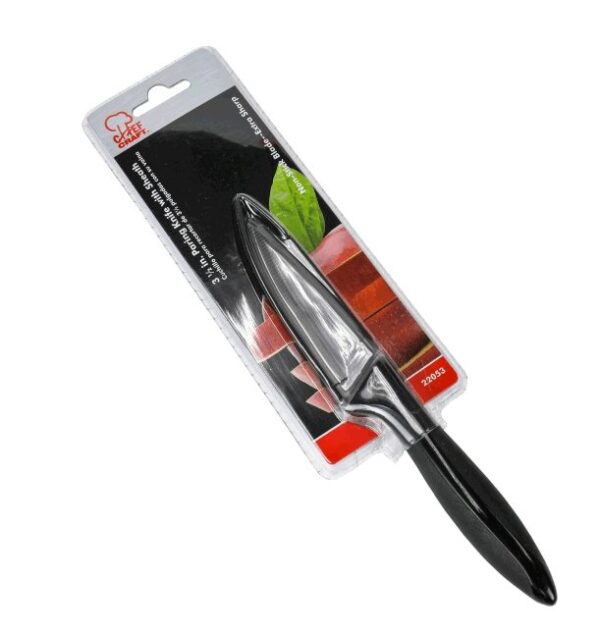 Chef Craft Premium Paring Knife with Sheath, 3 inch Blade 8 inches in Length, Black - Image 2