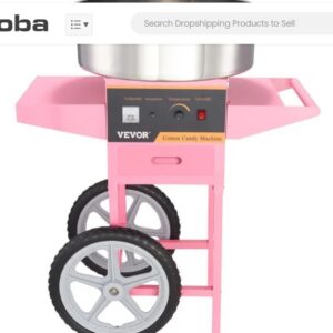 1000W Commercial Floss Maker with Stainless Steel Bowl, Sugar Scoop and Drawer, Perfect for Home, Kids Birthday, Family Party, Pink