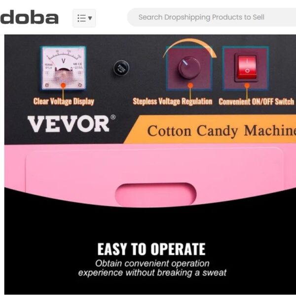 1000W Commercial Floss Maker with Stainless Steel Bowl, Sugar Scoop and Drawer, Perfect for Home, Kids Birthday, Family Party, Pink - Image 5