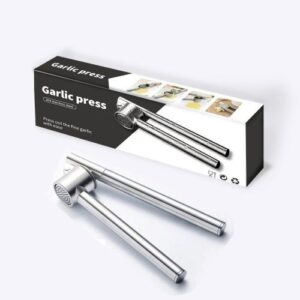 Kitchen Garlic Press with Soft; Easy to Squeeze Ergonomic Handle - Garlic Mincer Tool with Sturdy Design Extracts More Garlic Paste - Easy to Clean G