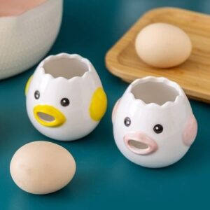 2Pcs Egg Separator Egg Yolk White Separator; Ceramic Creative Cute Cartoon Style Egg Filter Splitter Opeaner Automatic Separation Kitchen Cooking Too