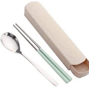 Portable Stainless Steel Flatware Spoon Chopsticks Tableware Set [C]