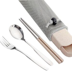 Portable Stainless Steel Flatware Spoon Chopsticks Tableware Set [D]