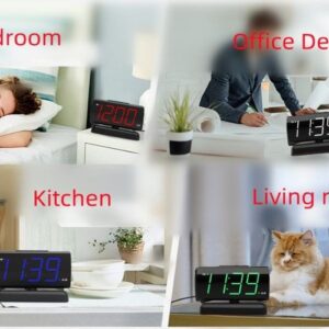 GING YHAU Alarm Clock Large Digital Rotating Base, 2-level Brightness Digital Clock Bedroom, Bedside Alarm Clock, Format Socket Power Supply