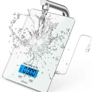KOIOS USB Rechargeable Food Scale, 33lb/15Kg Kitchen Scale Digital Weight Grams and oz for Cooking Baking