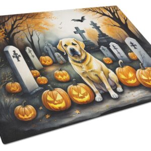 NEW Yellow Labrador Retriever Spooky Halloween Glass Cutting Board Decorative Tempered Glass Kitchen Cutting and Serving Board Large Size Chopping Boa