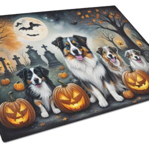NEW Australian Shepherd Spooky Halloween Glass Cutting Board Decorative Tempered Glass Kitchen Cutting and Serving Board Large Size Chopping Board
