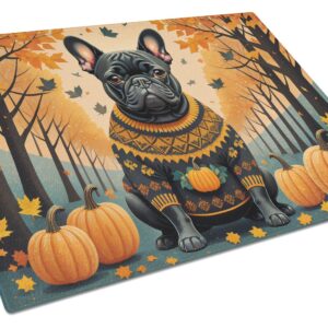 NEW Black French Bulldog Fall Glass Cutting Board Decorative Tempered Glass Kitchen Cutting and Serving Board Large Size Chopping Board
