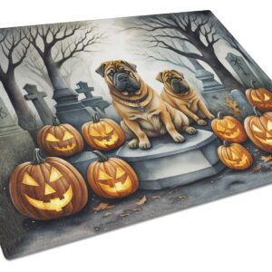 NEW Shar Pei Spooky Halloween Glass Cutting Board Decorative Tempered Glass Kitchen Cutting and Serving Board Large Size Chopping Board