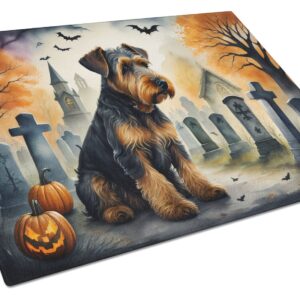 NEW Airedale Terrier Spooky Halloween Glass Cutting Board Decorative Tempered Glass Kitchen Cutting and Serving Board Large Size Chopping Board