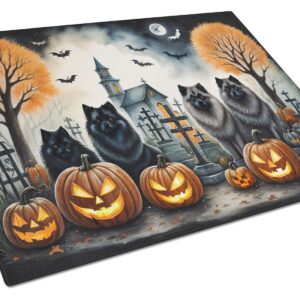 NEW Keeshond Spooky Halloween Glass Cutting Board Decorative Tempered Glass Kitchen Cutting and Serving Board Large Size Chopping Board