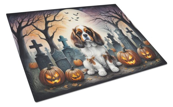 NEW Cavalier Spaniel Spooky Halloween Glass Cutting Board Decorative Tempered Glass Kitchen Cutting and Serving Board Large Size Chopping Board