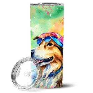 Collie Hippie Dawg Stainless Steel Skinny Tumbler Vacuum Double Walled Reusable Insulated Tumbler Travel Cup for Coffee Cocktails Gift with Lid, 20 oz