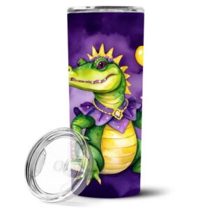 Alligator Mardi Gras Stainless Steel Skinny Tumbler Vacuum Double Walled Reusable Insulated Tumbler Travel Cup for Coffee Cocktails Gift with Lid