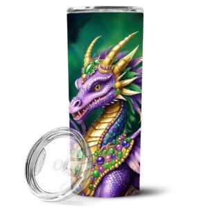 Dragon King of Mardi Gras Stainless Steel Skinny Tumbler Vacuum Double Walled Reusable Insulated Tumbler Travel Cup for Coffee Cocktails Gift with Lid