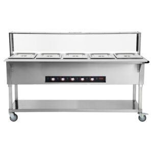 VEVOR 5-Pan Commercial Food Warmer, 5 x 20.6QT Electric Steam Table, 3750W Professional Buffet Catering Food Warmer with Acrylic Sneeze Guard