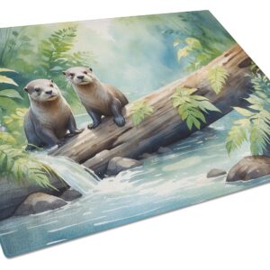 River Otters at Play Glass Cutting Board Decorative Tempered Glass Kitchen Cutting and Serving Board Large Size Chopping Board