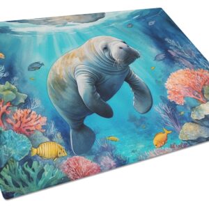 Manatee and Coral Reefs Glass Cutting Board Decorative Tempered Glass Kitchen Cutting and Serving Board Large Size Chopping Board
