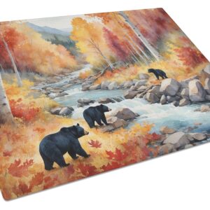 Bears Autumn in the Woods Glass Cutting Board Decorative Tempered Glass Kitchen Cutting and Serving Board Large Size Chopping Board