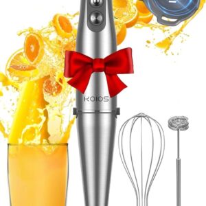 KOIOS Immersion Blender, 1000W Anti-scratch 3-in-1 Hand Blender, Upgraded 12 Speed Stainless Steel Blade Stick Blender with Turbo Mode