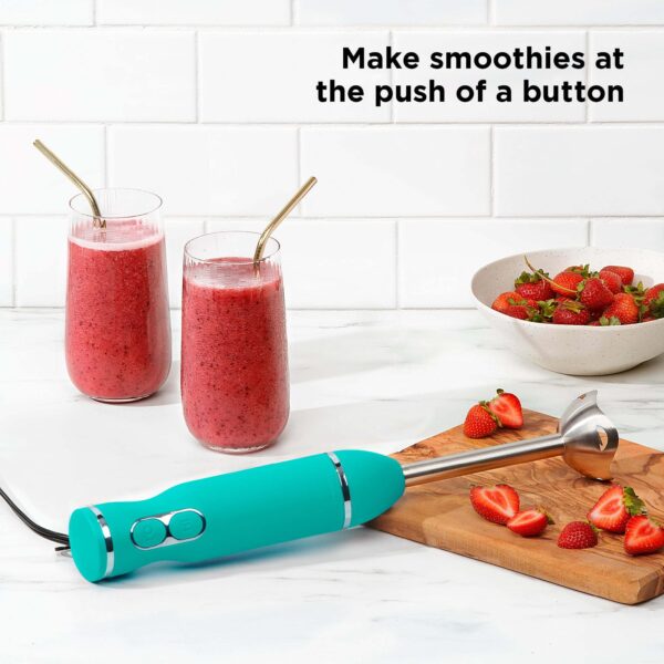 Chefman 300W Multi-speed Immersion Hand Blender Stainless Steel Blades Turquoise - Image 3