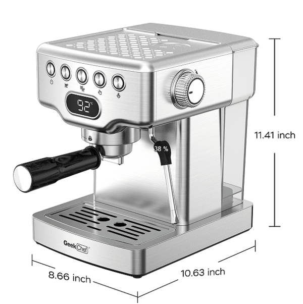1350W Semi-automatic coffee machine 19Bar (ULKA) high pressure pump extraction 1 cup / 2 cup espresso machine 1.8L water - Image 2