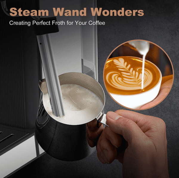 1350W Semi-Automatic Espresso Machine 20Bar (ULKA) High Pressure Pump Extraction 1 / 2 Cappuccino or Latte ESE POD Capsule Filter Steam Bar 1.5L - Image 8