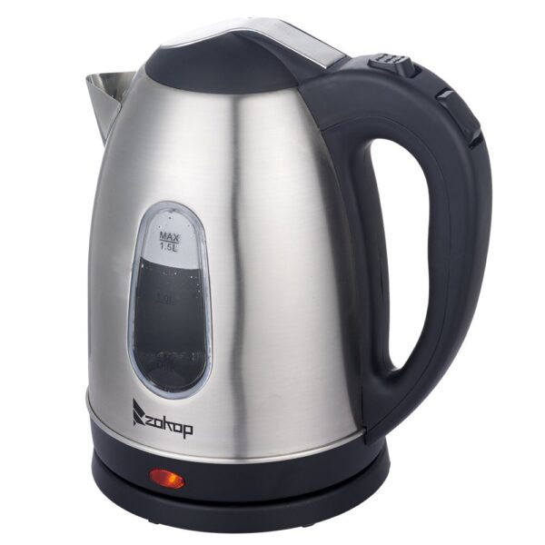 US Standard ZOKOP HD-1802S 120V 1200W 1.5L Stainless Steel Electric Kettle with Water Window - Image 2