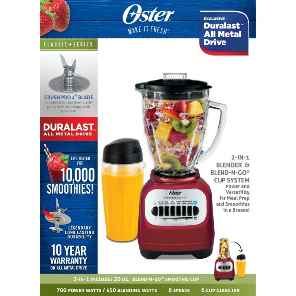 Oster Classic Series 8 Speed Blender with Smoothie Cup - Image 3