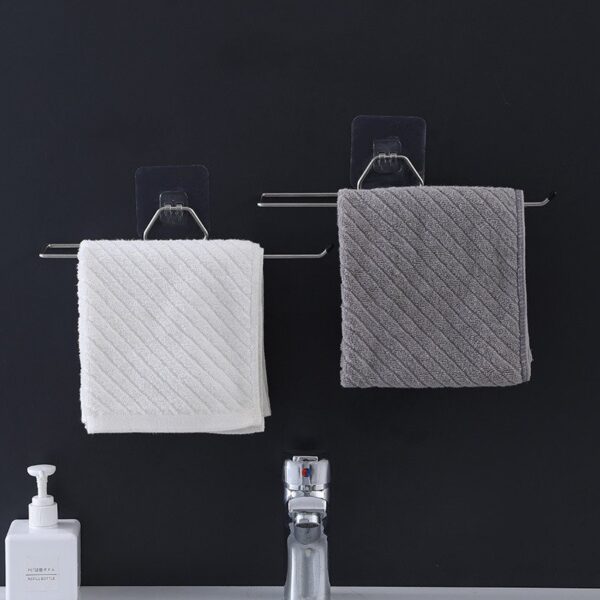 Stainless Steel Punch-Free Kitchen Bathroom Roll Paper Towel Rack Iron Rack Lazy Rag Bracket - Image 2