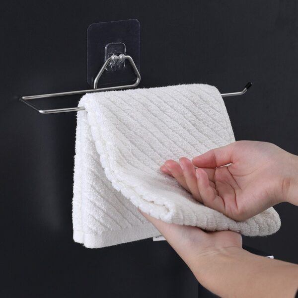 Stainless Steel Punch-Free Kitchen Bathroom Roll Paper Towel Rack Iron Rack Lazy Rag Bracket - Image 4