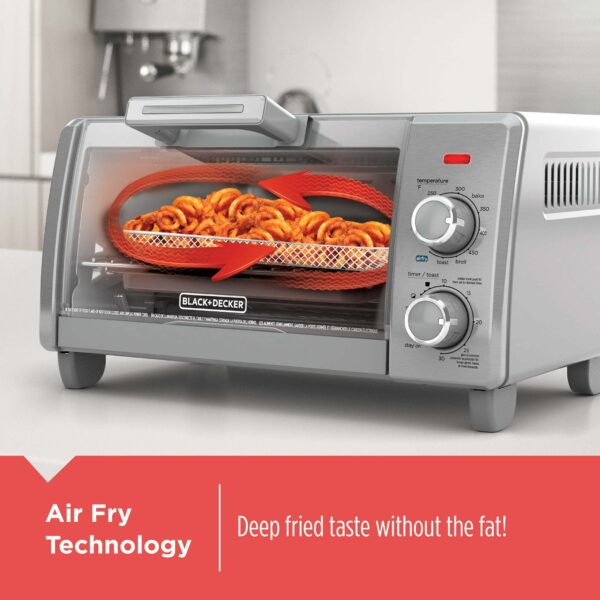 BLACK+DECKER Crisp 'N Bake Air Fry 4-Slice Toaster Oven, Silver & Black, TO1787SS - Image 3