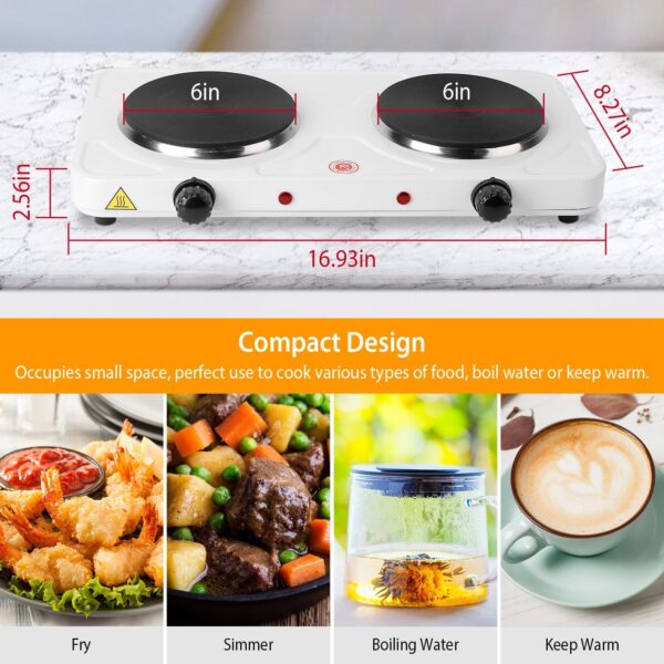 2000W Double Electric Burner Portable Dual Counter Stove Countertop Hot Plate Kitchen Cooker Stove with 5 Gear Temperature Control - Image 7