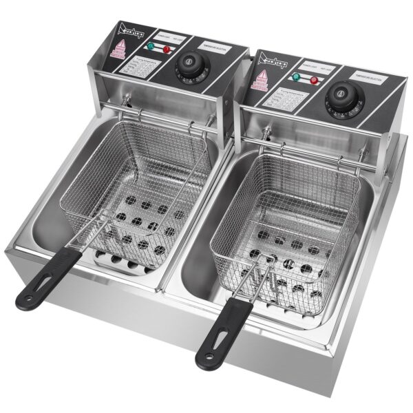 Deep Fryer 12.7QT/12L Stainless Steel Double Cylinder Electric Fryer with Baskets Filters; Electric Fryer for Turkey; French Fries; Donuts - Image 4