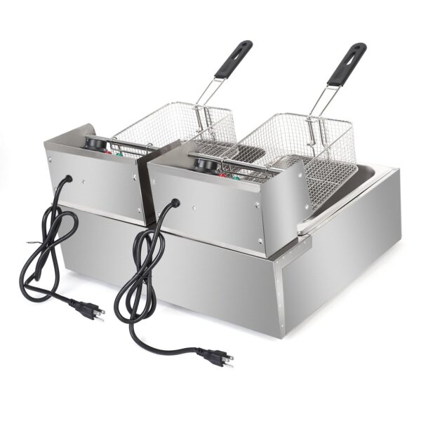 Deep Fryer 12.7QT/12L Stainless Steel Double Cylinder Electric Fryer with Baskets Filters; Electric Fryer for Turkey; French Fries; Donuts - Image 5