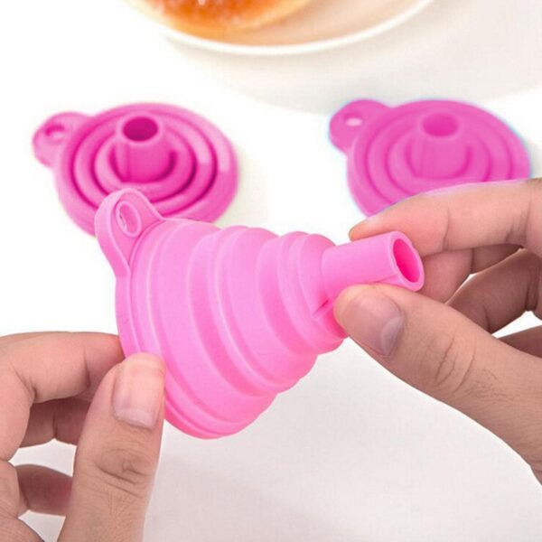 1PCS Red Multifunctional Silicone Funnel Mini Convenient Kitchen Folding And Sub Packaging Tools Kitchen Supplies - Image 4