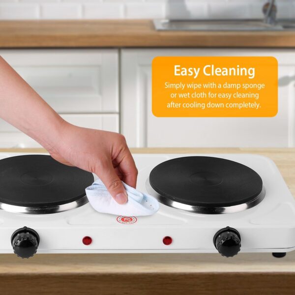 2000W Double Electric Burner Portable Dual Counter Stove Countertop Hot Plate Kitchen Cooker Stove with 5 Gear Temperature Control - Image 2