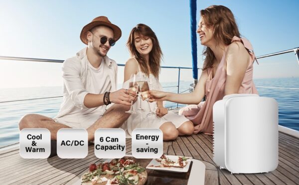 Mini Fridge, 4L/6 Can Portable Cooler & Warmer Freon-Free Small Refrigerator Provide Compact Storage for Skincare, Beverage, Food, Cosmetics, White - Image 6