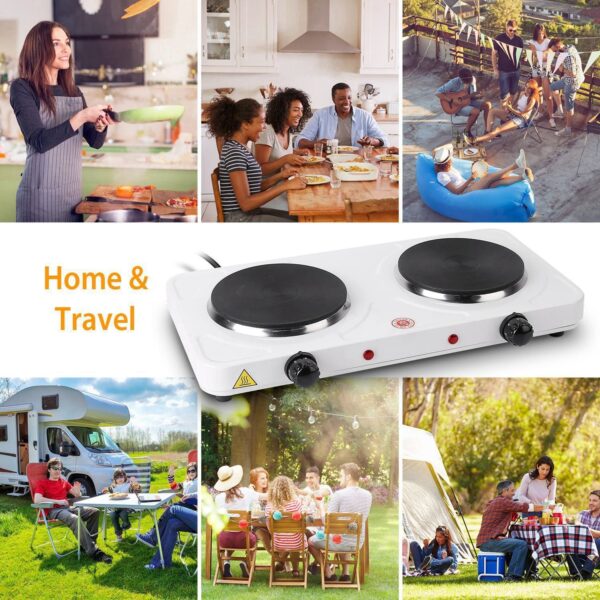 2000W Double Electric Burner Portable Dual Counter Stove Countertop Hot Plate Kitchen Cooker Stove with 5 Gear Temperature Control - Image 6