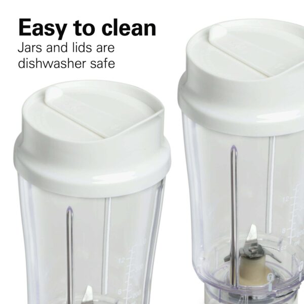 Hamilton Beach Smoothie Blender with 2 Travel Jars and 2 Lids White 51102V - Image 3