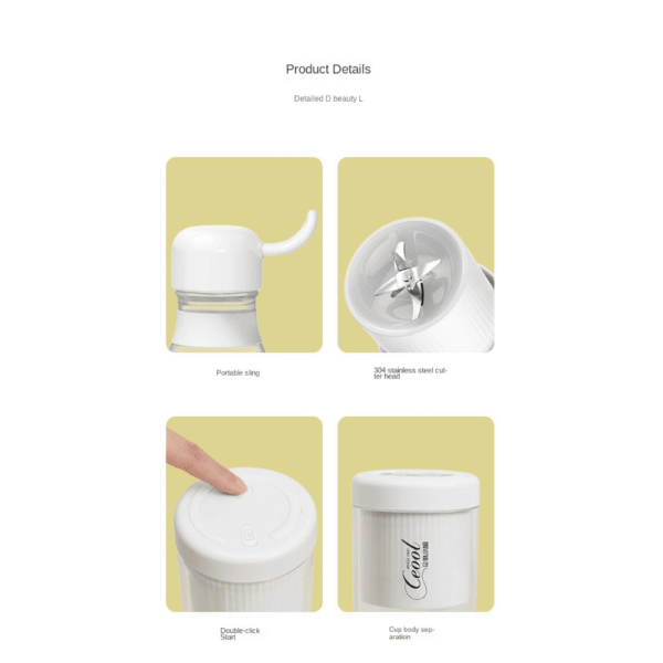 1pc USB Portable Juicing Cup Mini Small Stirring Juicer Rechargeable Electric Portable Juice Cup - Image 2