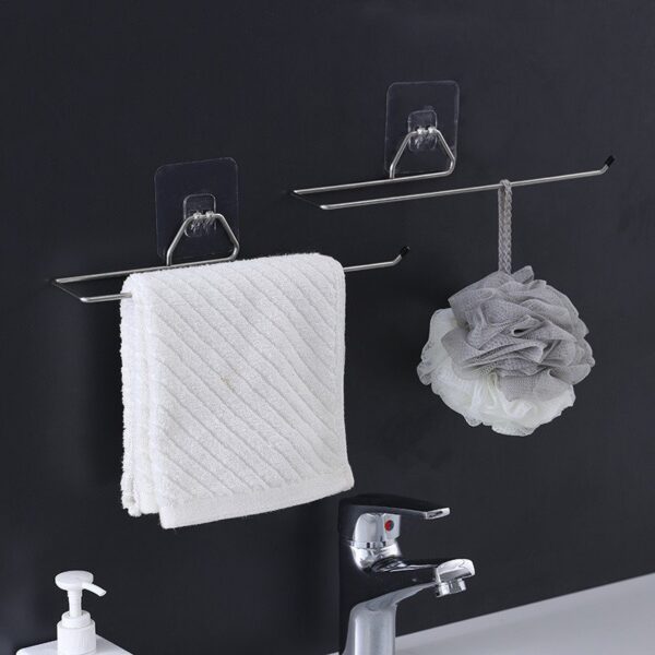 Stainless Steel Punch-Free Kitchen Bathroom Roll Paper Towel Rack Iron Rack Lazy Rag Bracket - Image 3