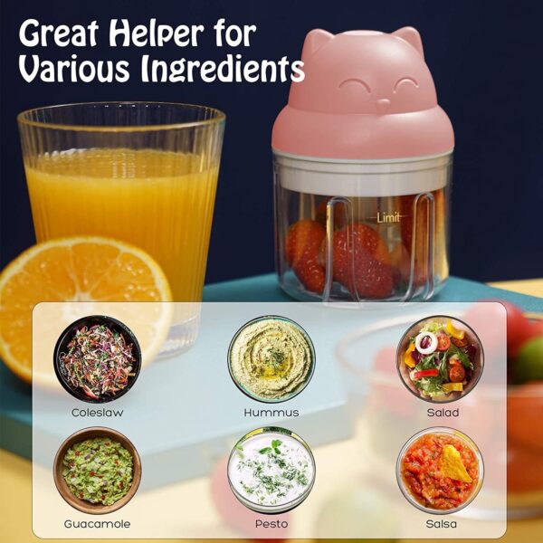 1pc Wireless Electric Mini Pink Garlic Chopper; 250ML Small Food Processor For Chopping Garlic; Ginger; Chili; Minced Meat; Onion; Etc - Image 4