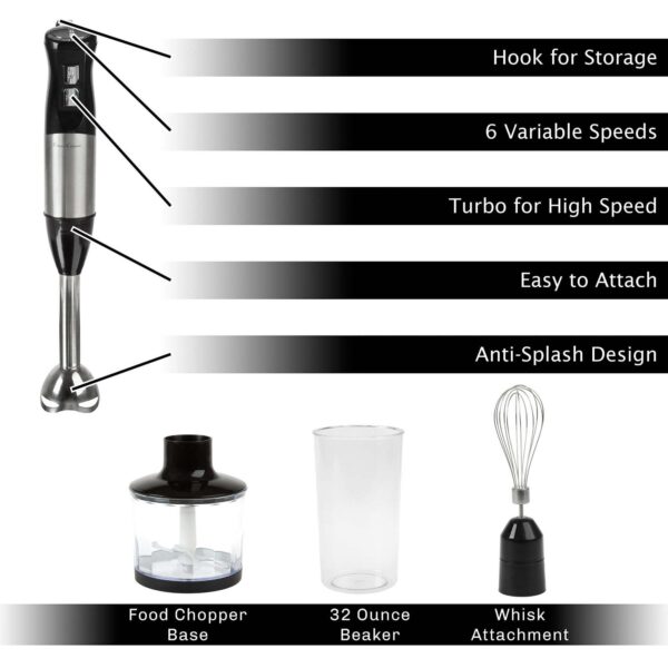 Classic Cuisine Immersion Blender 4-In-1 6 Speed Hand Mixer - Image 2