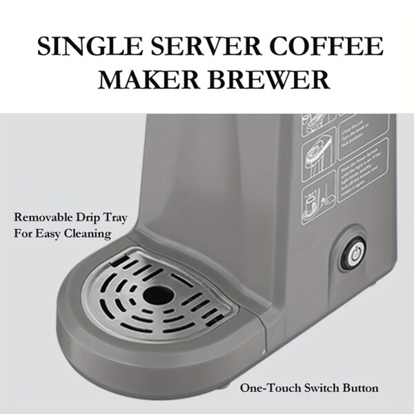CHULUX Single Serve Coffee Brewer for Pod Capsule with 12 Ounce Built-in Water Tank,800 Watts,Gray - Image 7