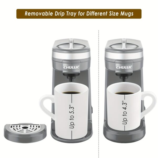 CHULUX Single Serve Coffee Brewer for Pod Capsule with 12 Ounce Built-in Water Tank,800 Watts,Gray - Image 5