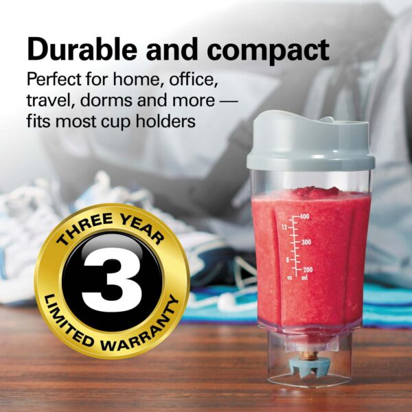Hamilton Beach Single Serve Personal Smoothie Blender with 14 oz Travel Cup and Lid Gray Model 51128 - Image 3