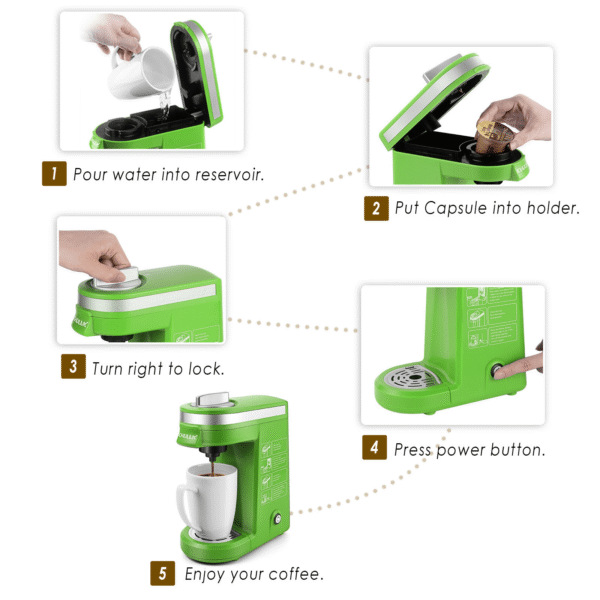 CHULUX Single Serve Coffee Maker with Removable Drip Tray,Green - Image 8